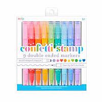 Confetti Stamp Dbl Ended Markers 9Pc